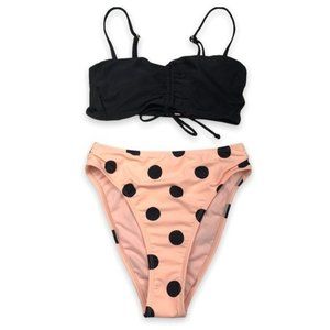 Xhilaration 2-Piece Cinch Top & Polka Dot High Waisted Bikini Bottom Set XS (00)